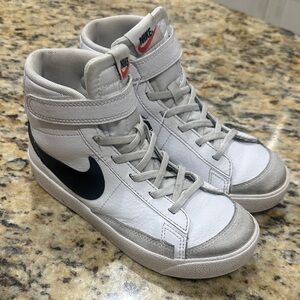 Nike White and Gray High-Top BLAZERS with Black Swoosh